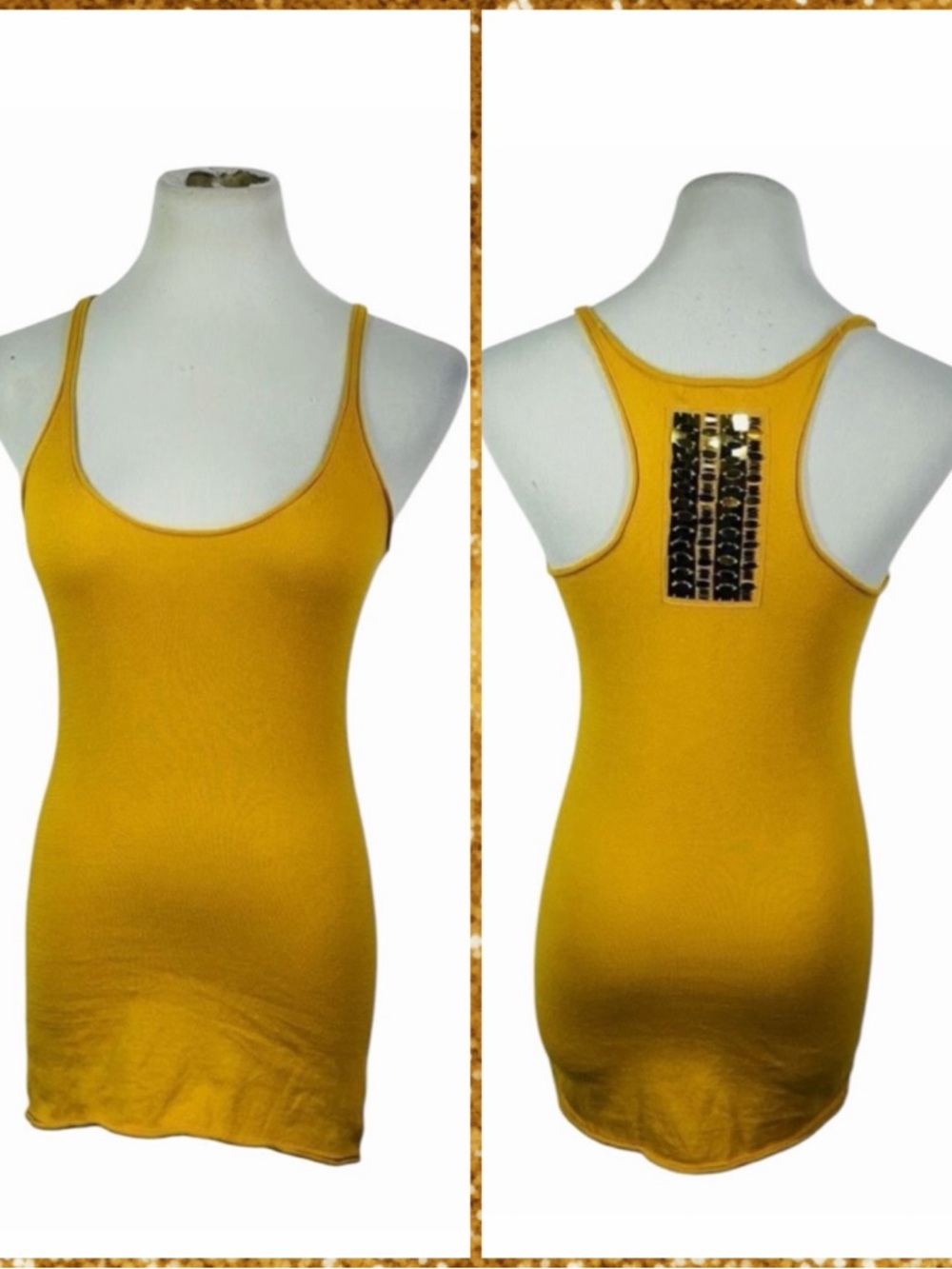 10/$25🦋 Gap Mustard Scoop Neck Sequin Back Tank - Size Small